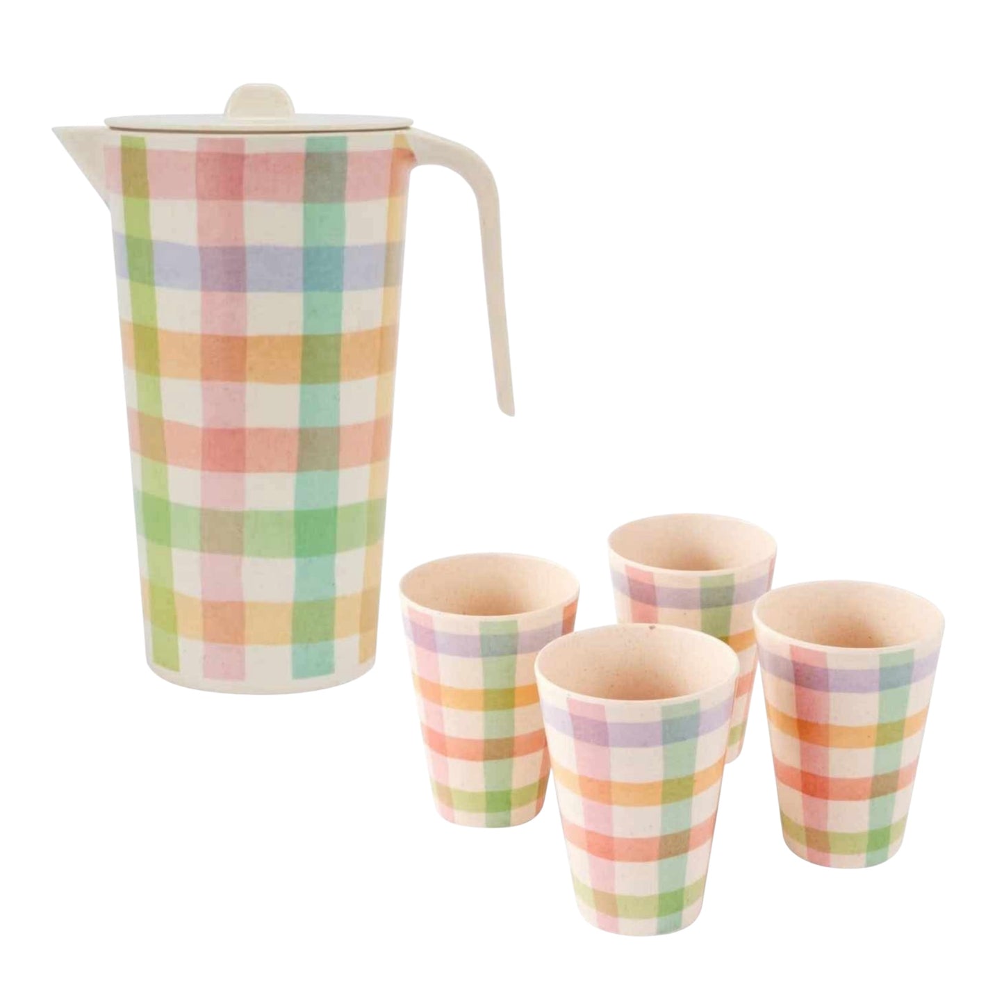 Check drink jug with 4 check tumblers set