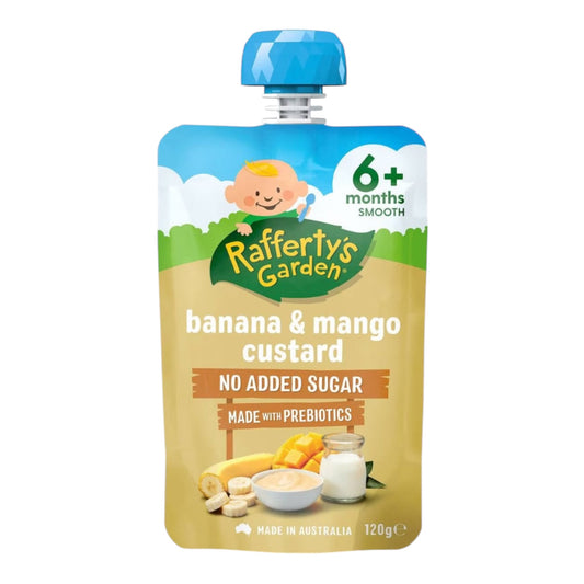 Rafferty's Garden Banana & Mango Custard Baby Food Pouch Dessert 6+ Months 120g