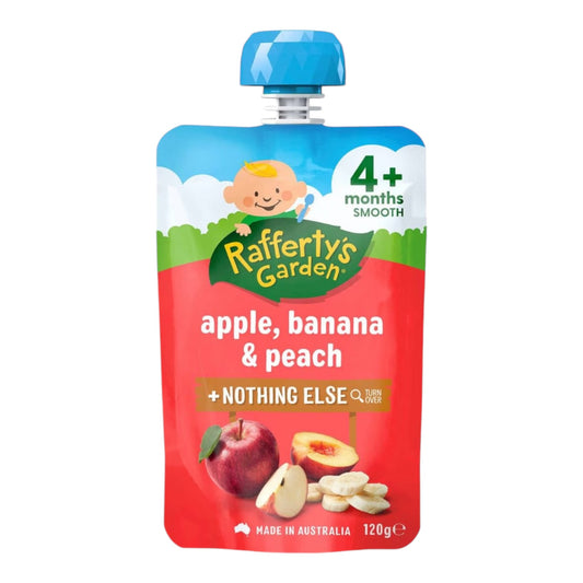 Rafferty's Garden Baby Food Pouch Apple, Banana & Peach Nothing Else 4+ Months 120g