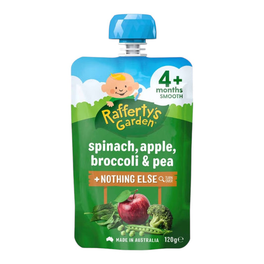 Rafferty's Garden Baby Food Pouch Spinach, Apple , Broccoli & Pea 4+ Months 120g