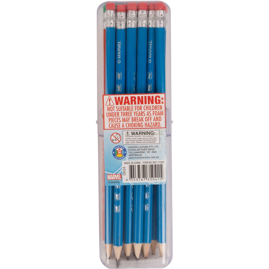 Spiderman 24HB Pencils Erasers in Case