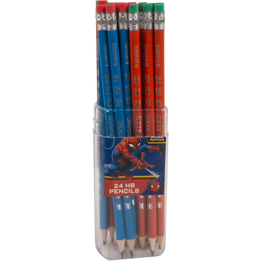 Spiderman 24HB Pencils Erasers in Case