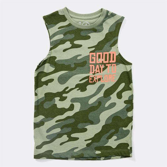 K-D Kids Camo Print Tank - Khaki