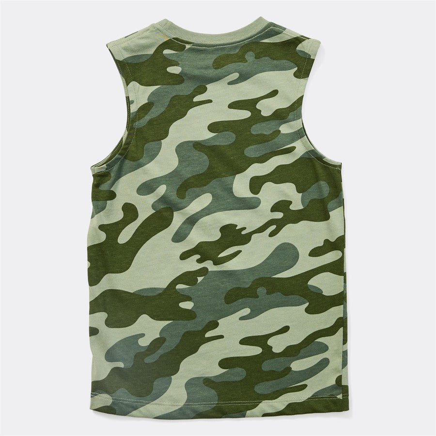 K-D Kids Camo Print Tank - Khaki