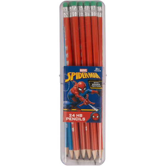 Spiderman 24HB Pencils Erasers in Case