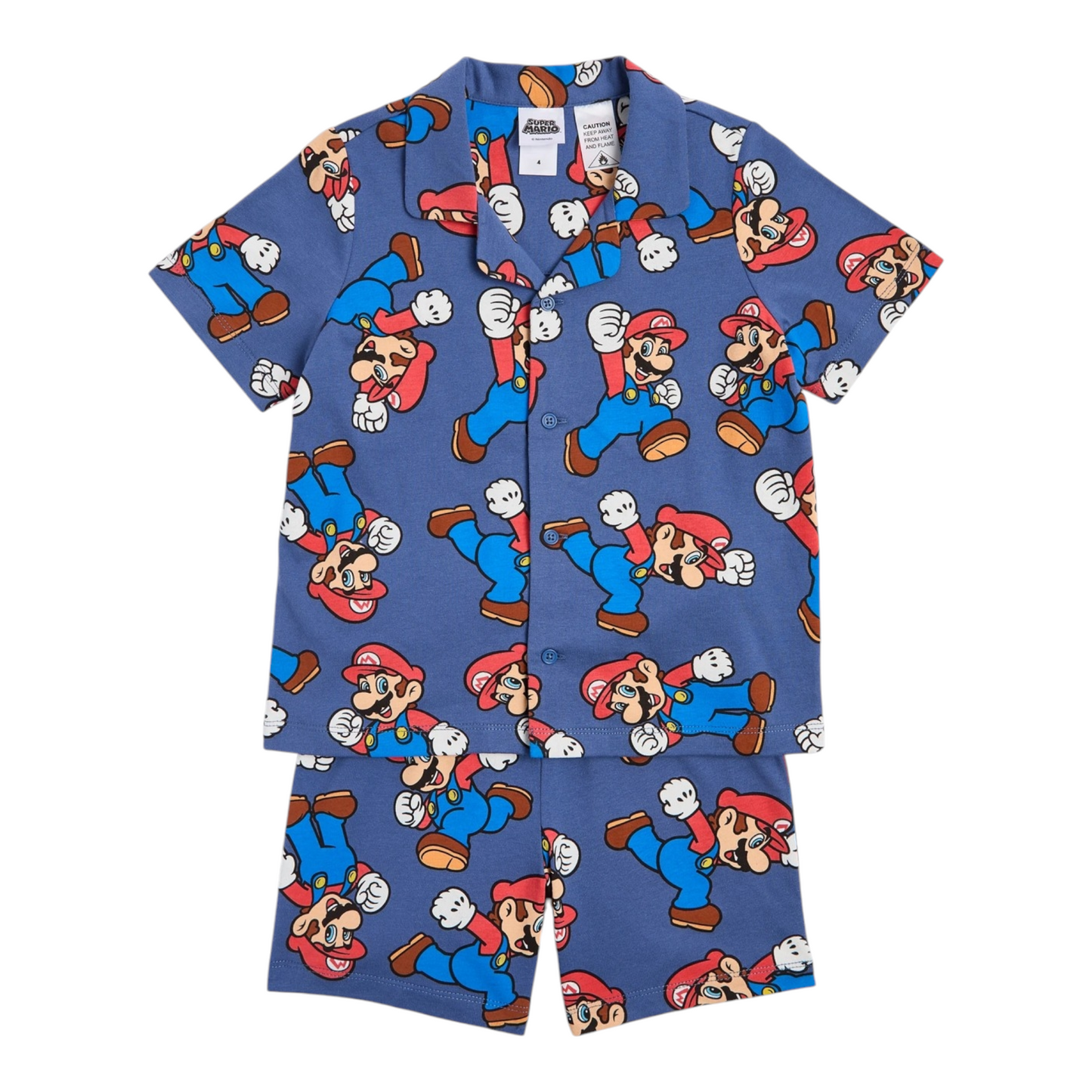 Super Mario Cotton Button Thru Pyjama Set